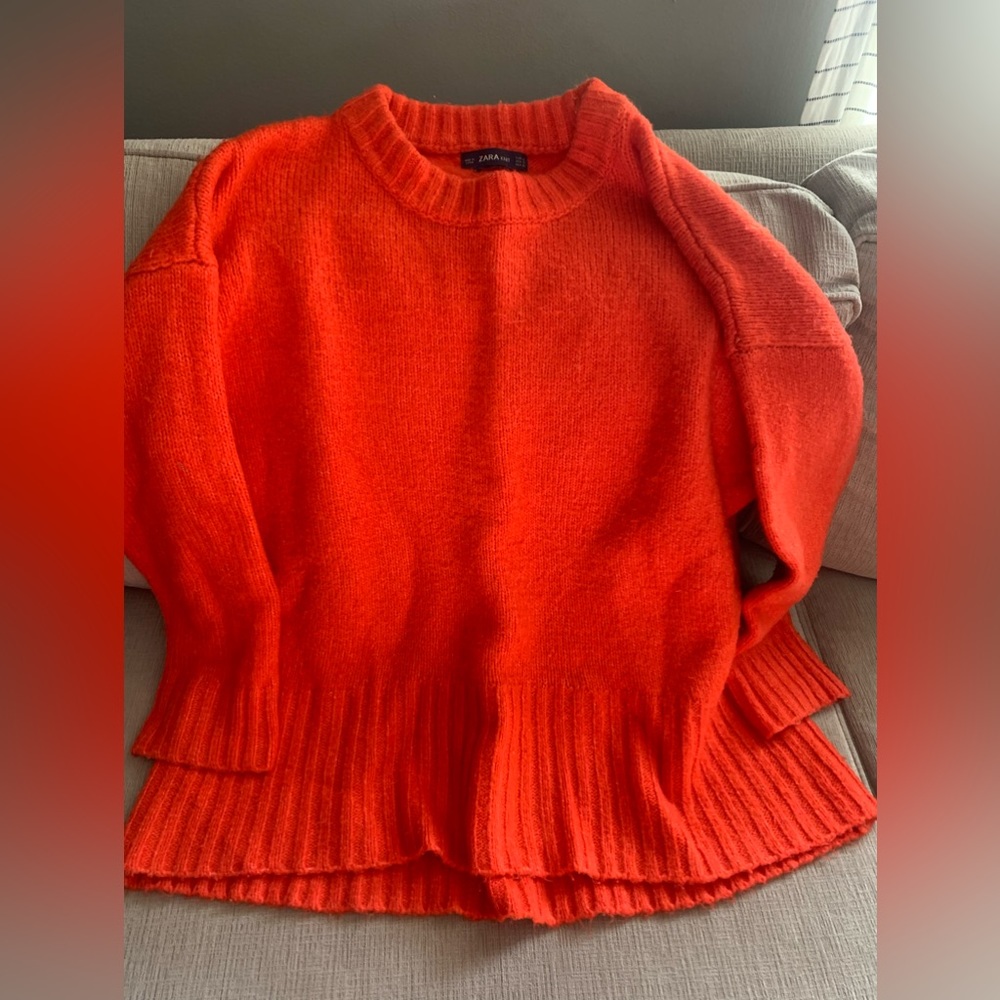 ZARA knit orange wool sweater size small